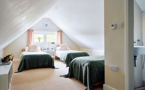 The Barn at Courtleigh: Bed, Interior Design, Furniture, Bedroom, Flooring, Floor, Wall, Ceiling, Wood, Bedding