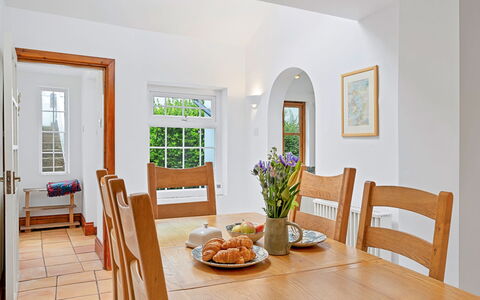 Larkrise: Furniture, Flooring, Interior Design, Floor, Wood, Table, Ceiling, Kitchen & Dining Room Table, Dining Room, Chair
