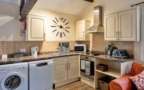 Trimstone Manor - Granary Cottage: Furniture, Interior Design, Major Appliance, Flooring, Ceiling, Floor, Kitchen, Room, Countertop, Cabinetry