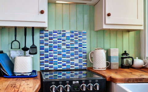 The Wash House, Kingsand: Kitchen, Kitchen Appliance, Major Appliance, Countertop, Room, Small Appliance, Stove, Home Appliance, Paint, Kitchen Stove