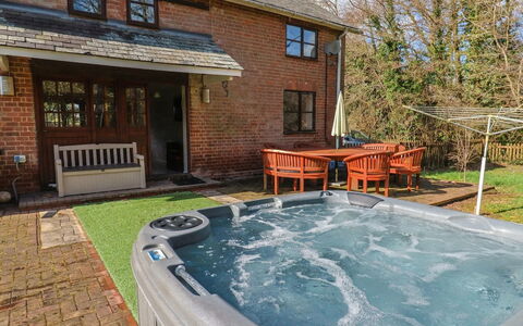 Mill Cottage, Great Houndbeare Farm: Furniture, Cottage, Swimming Pool, Estate, Yard, Backyard, Farmhouse, Resort, Wood Stain