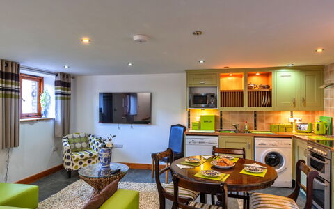 Lime Cottage, Great Houndbeare Farm: Interior Design, Furniture, Ceiling, Flooring, Floor, Home, Couch, Room, Living Room, Apartment