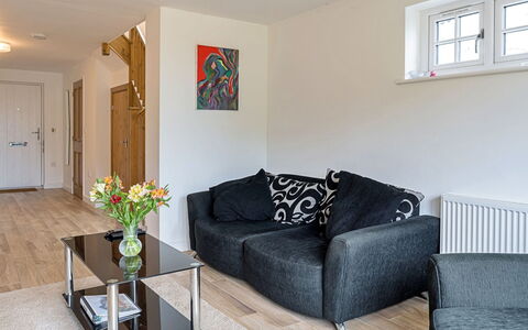 The Heselwood Coach House: Furniture, Interior Design, Flooring, Wall, Couch, Floor, Wood, Ceiling, Room, Living Room