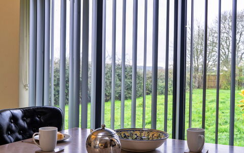 Pig Cottage at Dairy Cottages: Interior Design, Glass, Window Treatment, Window Covering, Curtain, Shade, Daylighting, Chair, Design, Living Room