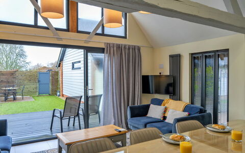 Ploughman'S Row No. 3 at Dairy Cottages: Furniture, Cottage, Wood Stain, Hardwood, Chair, Living Room, Houseplant, Eco Hotel, Couch