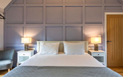 Ploughman'S Row No. 3 at Dairy Cottages: Bed, Furniture, Interior Design, Bedroom, Bedding, Wall, Bed Sheet, Flooring, Floor, Wood