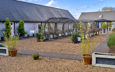 Ploughman'S Row No. 1 at Dairy Cottages: Roof, Garden, Shade, Landscaping, Yard, Courtyard, Backyard, Eco Hotel, Driveway