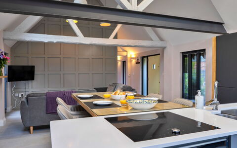Ploughman'S Row No. 1 at Dairy Cottages: Furniture, Interior Design, Flooring, Wall, Light Fixture, Wood, Ceiling, Floor, Lighting, Kitchen
