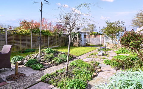 Forget Me Not: Garden, Shrub, Groundcover, Walkway, Backyard, Landscaping, Flagstone, Yard, Shade