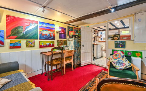 Old Town Cottage, Hastings: Interior Design, Flooring, Furniture, Ceiling, Floor, Room, Couch, Picture Frame, Living Room, Carpet