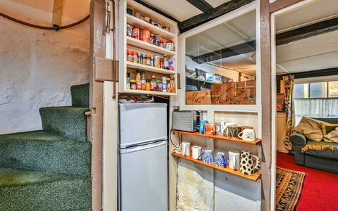 Old Town Cottage, Hastings: Floor, Shelving, Shelf, Room, Hardwood, Wood Stain, Plywood, Major Appliance