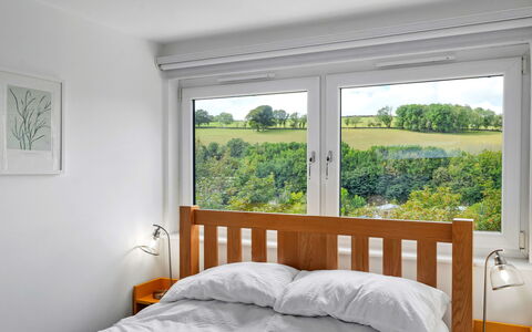 Three Quarter Cottage: Bed, Furniture, Bedroom, Interior Design, Wood, Bedding, Bed Sheet, Room, Floor, Home