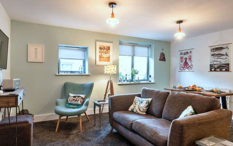 Fowey 602: Furniture, Interior Design, Flooring, Wall, Floor, Couch, Room, Ceiling, Wood, Living Room