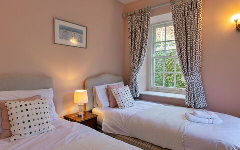 Kits House at Mixtow Creek: Bed, Bedroom, Bedding, Bed Sheet, Interior Design, Furniture, Textile, Linens, Bed Frame, Floor