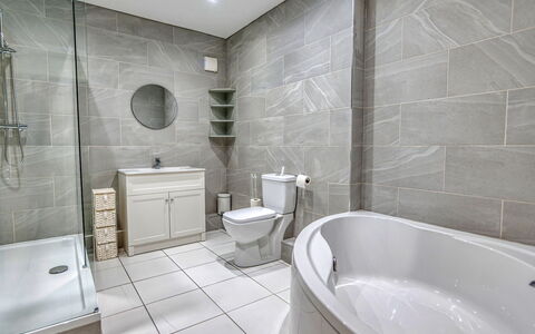 Dockyard House: Flooring, Interior Design, Floor, Wall, Bathroom, Plumbing Fixture, Ceiling, Tile, Home, Plumbing