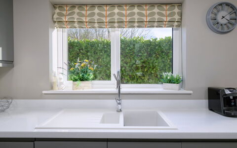 Tan-Y-Foel: Interior Design, Kitchen, Window Covering, Countertop, Home, Window Treatment, Cabinetry, Kitchen Appliance, Plumbing Fixture, Room