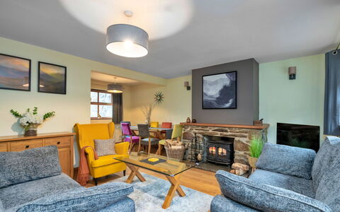 Riverstone Cottage: Furniture, Interior Design, Couch, Flooring, Wood, Floor, Living Room, Ceiling, Table, Room