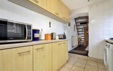 Awel Y Mor: Flooring, Kitchen, Floor, Major Appliance, Interior Design, Kitchen Appliance, Countertop, Room, Ceiling, Furniture