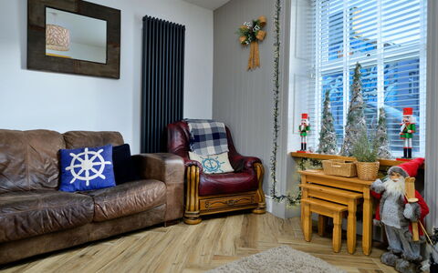 Brigwyn: Furniture, Interior Design, Wall, Wood, Flooring, Floor, Living Room, Room, Couch, Lighting