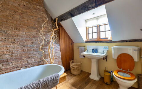 Waen Farm Cottage: Wall, Plumbing Fixture, Wood, Flooring, Bathroom, Interior Design, Floor, Tap, Plumbing, Lighting
