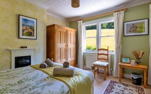 Wern Cottage: Furniture, Bed, Bedroom, Interior Design, Wall, Bed Sheet, Wood, Bedding, Flooring, Ceiling