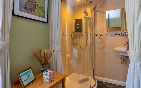 Wern Cottage: Interior Design, Plumbing Fixture, Bathroom, Flooring, Furniture, Floor, Lighting, Plumbing, Room, Tap