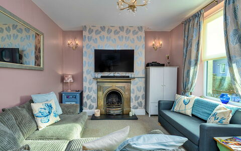 Bryn Derfel House: Furniture, Interior Design, Flooring, Wall, Floor, Room, Wood, Ceiling, Living Room, Lighting