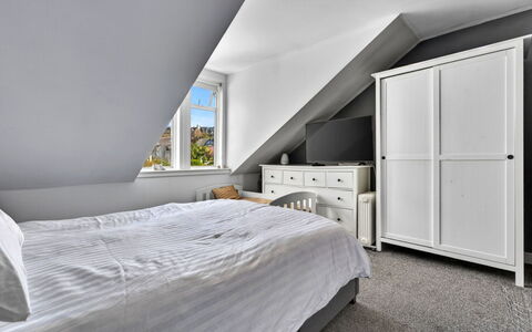 Seamill Beach House: Bedroom, Bed, Floor, Flooring, Ceiling, Bedding, Bed Sheet, Interior Design, Home, Bed Frame