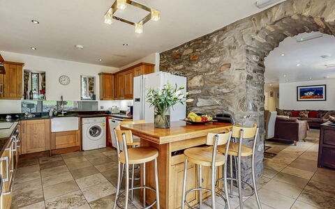 Old Barn at Ormidale House: Furniture, Interior Design, Flooring, Wood, Ceiling, Floor, Table, Kitchen, Room, Cabinetry