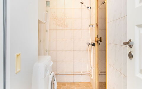 Koli Country Club B 6: Flooring, Wall, Floor, Plumbing Fixture, Bathroom, Interior Design, Plumbing, Shower, Room, Tile