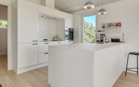 Fromer - 800M from the Sea: Kitchen, Countertop, Interior Design, Flooring, Kitchen Appliance, Floor, Furniture, Cabinetry, Ceiling, Wood