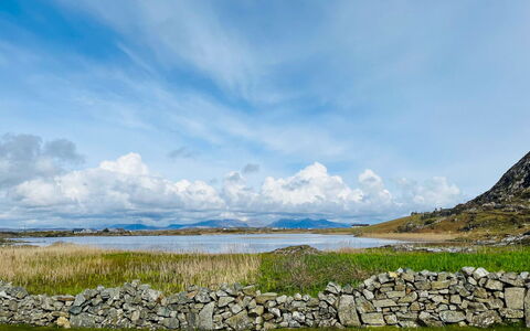 Ballyconneely Hc No.5: Blue, Water, Body Of Water, Green, Natural Landscape, Cloud, Horizon, Ecoregion, Rock, Grassland