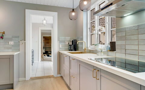 Filine - 100M from the Sea: Interior Design, Flooring, Kitchen, Cabinetry, Countertop, Light Fixture, Wood, Floor, Furniture, Ceiling