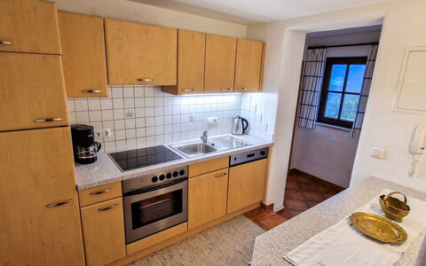 Hopfgarten im Brixental 696: Kitchen, Countertop, Flooring, Kitchen Sink, Floor, Room, Cabinetry, Major Appliance, Apartment, Sink