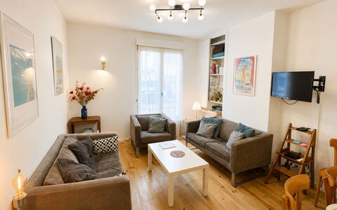 Petite Normandie: Furniture, Interior Design, Flooring, Couch, Floor, Wood, Room, Table, Living Room, Wood Flooring