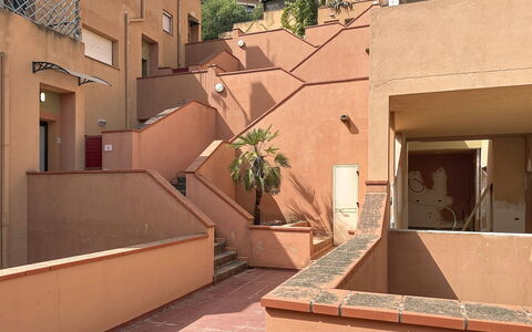 Habitat: Architecture, Residential Area, Apartment, Home, Urban Design, Stairs, Balcony, Design, Plaster