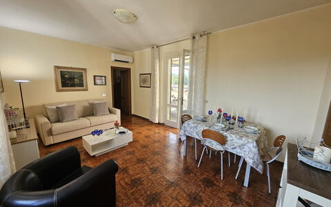 Alla Terrazza sul Fiume: Flooring, Floor, Interior Design, Furniture, Room, Apartment, Lighting, Home, Ceiling, Living Room