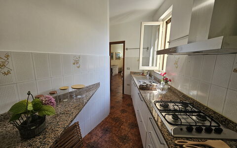 Alla Terrazza sul Fiume: Flooring, Wood, Interior Design, Floor, Kitchen, Countertop, Major Appliance, Room, Lighting, Kitchen Appliance