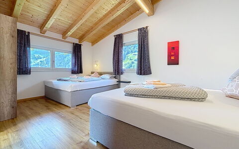 Alpenblick: Home, Ceiling, Bed, Bedroom, Wood Stain, Hardwood, Bed Frame, Bedding, Hotel, Bed Sheet