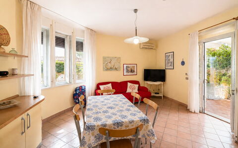 Villa Sandra: Flooring, Floor, Home, Door, Apartment, Chair, Houseplant, Kitchen & Dining Room Table, Balcony