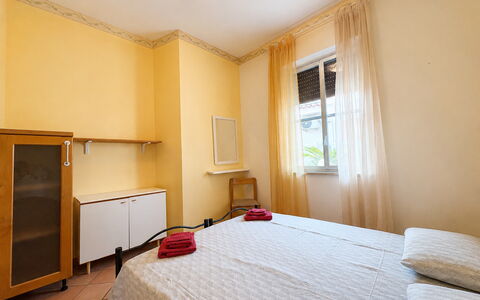 Villa Sandra: Interior Design, Floor, Flooring, Wood, Room, Ceiling, Bedroom, Bed, Furniture, Apartment