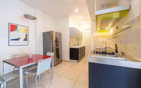 Lory House: Kitchen, Flooring, Interior Design, Countertop, Kitchen Appliance, Major Appliance, Floor, Wood, Ceiling, Furniture