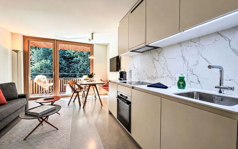 Selva 42: Interior Design, Kitchen, Furniture, Flooring, Countertop, Wood, Floor, Kitchen Appliance, Ceiling, Room