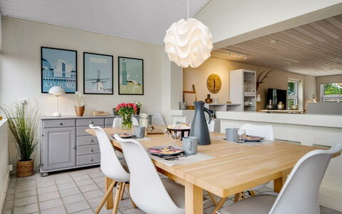 Helemine - 800M from the Sea: Furniture, Interior Design, Flooring, Light Fixture, Wood, Chair, Ceiling, Table, Kitchen & Dining Room Table, Dining Room