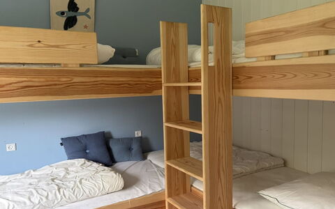 Pirka - 500M from the Sea: Bunk Bed, Wood, Flooring, Interior Design, Floor, Furniture, Bedroom, Bed, Room, Dormitory