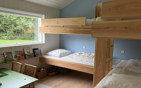 Pirka - 500M from the Sea: Bunk Bed, Wood, Interior Design, Bedroom, Bed, Furniture, Ceiling, Flooring, Floor, Bed Frame