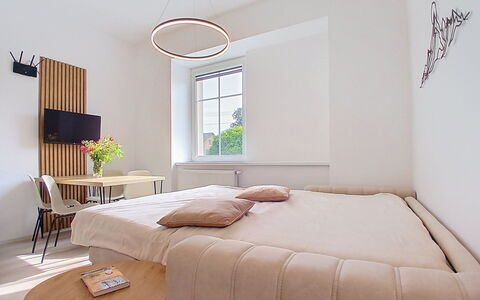 Buky Escape: Furniture, Interior Design, Wall, Flooring, Floor, Bed, Bedroom, Wood, Ceiling, Room