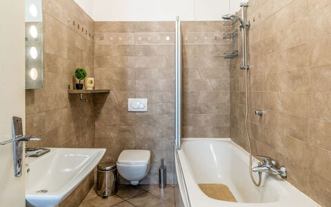 Barella: Bathroom, Interior Design, Flooring, Plumbing Fixture, Floor, Wall, Bathtub, Sink, Toilet, Tap