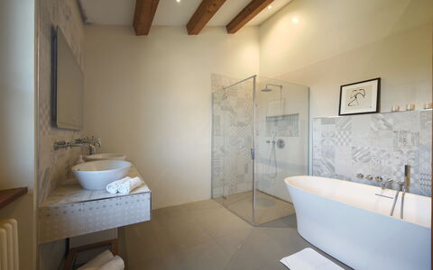 Tenuta Marino - Villa Privata Vista Vigneti con Pi: Wall, Flooring, Interior Design, Floor, Ceiling, Bathroom, Plumbing Fixture, Lighting, Home, Plumbing
