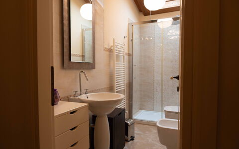 Tenuta di Mezzo: Bathroom Sink, Flooring, Interior Design, Floor, Wall, Plumbing Fixture, Wood, Bathroom, Sink, Mirror